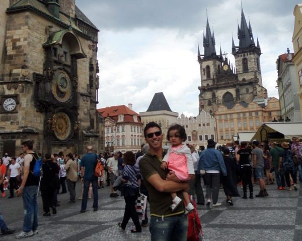 Lara and dad in the old town of Prague