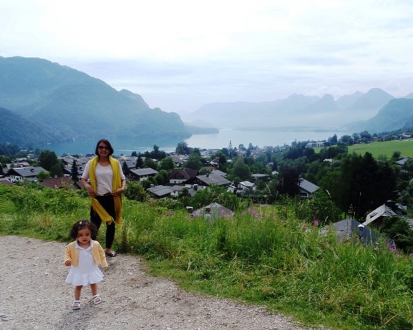 Mom and baby Lara in St. Gilgen, Austria