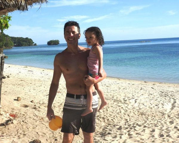 Lara and Dad at the beach in Guindulman