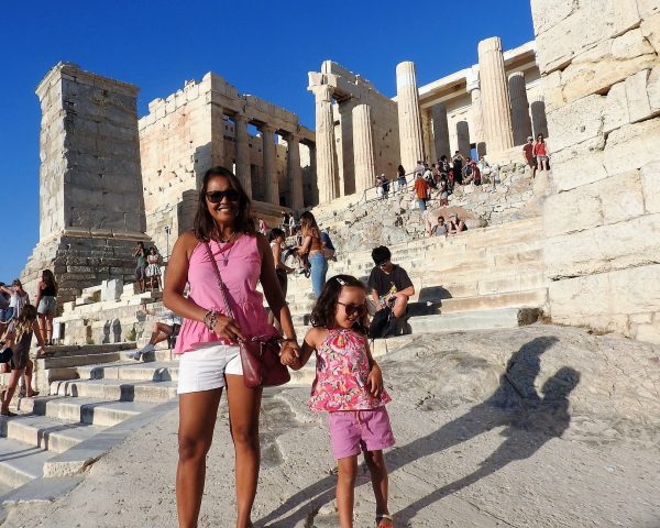 Lara and Mom at the Acropolis