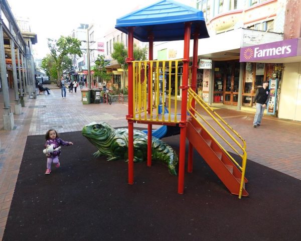 Lara having fun in Wellington city center