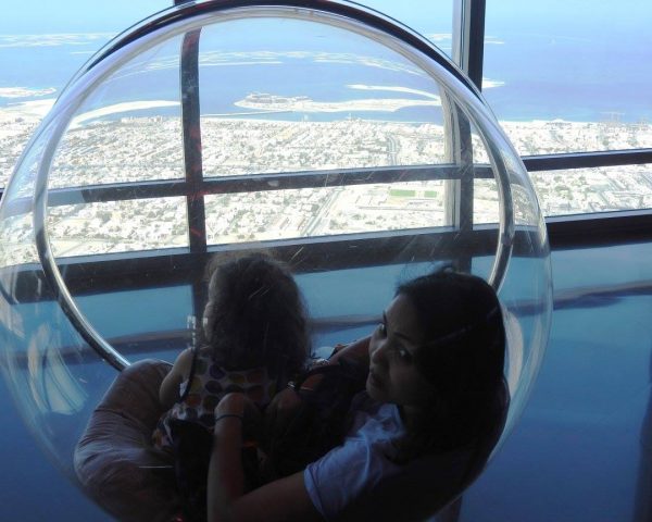 Mom and Lara relaxing at Burj Khalifa