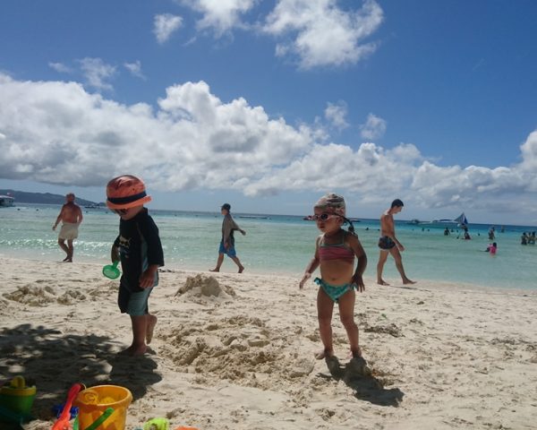 Playing on the beach of Boracay