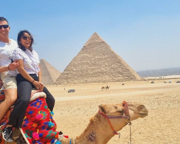 My parent and the camel at Giza