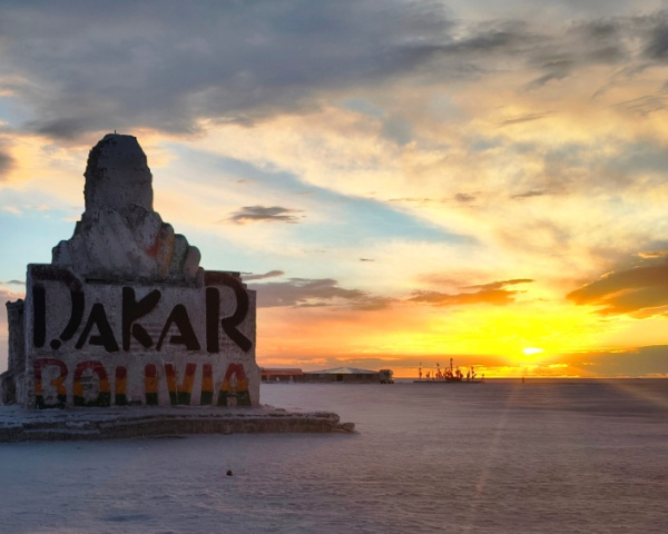 Dakar Monument at the Salar de Uyuni