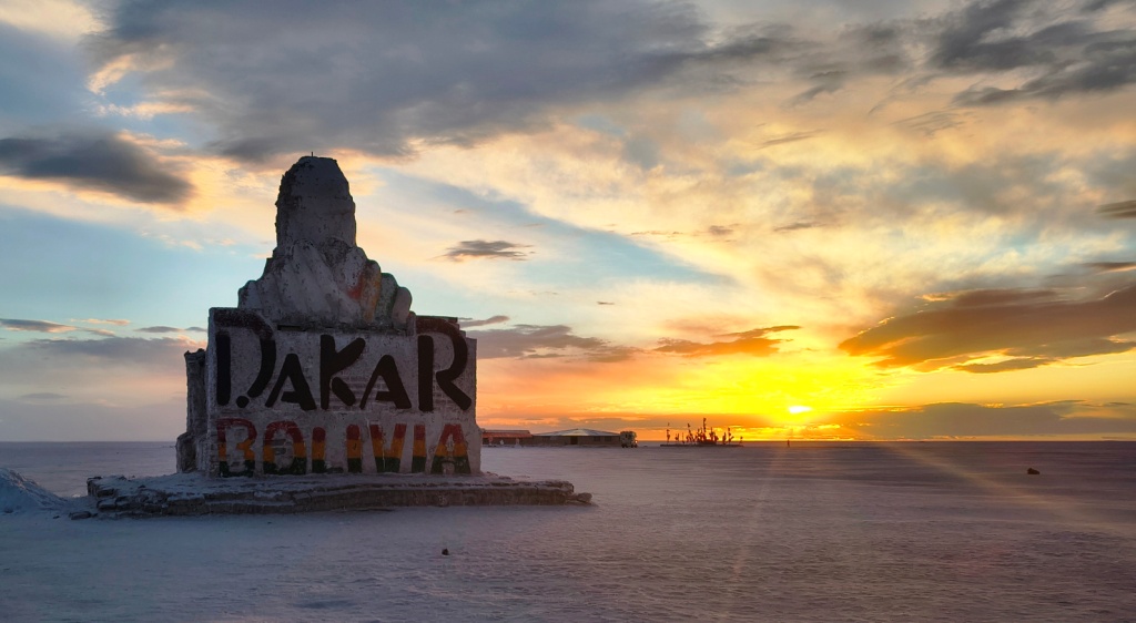 Dakar Monument at the Salar de Uyuni