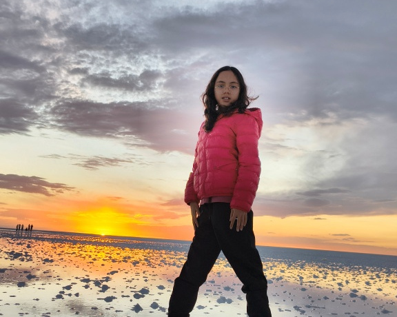 Lara at the Salar de Uyuni for the Sunset