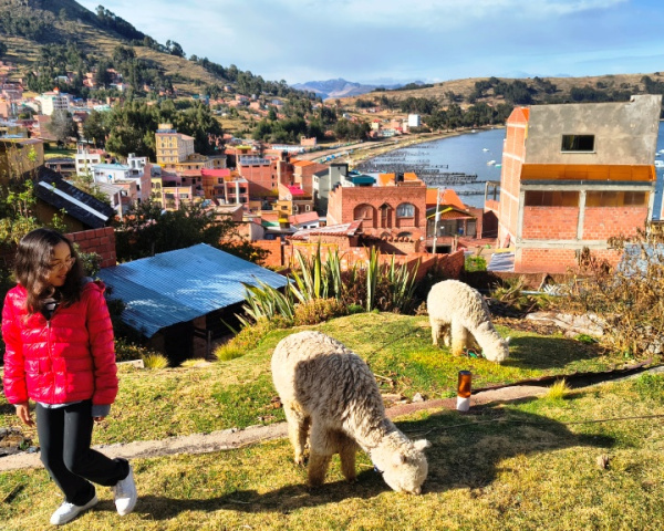 Lara is at Lake Titicaca, Bolivia