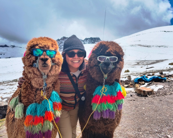 Mom and her new friends at Vinicunca