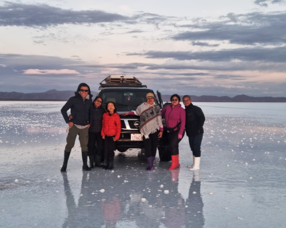 Our group at the Salar de Uyuni for the Sunset