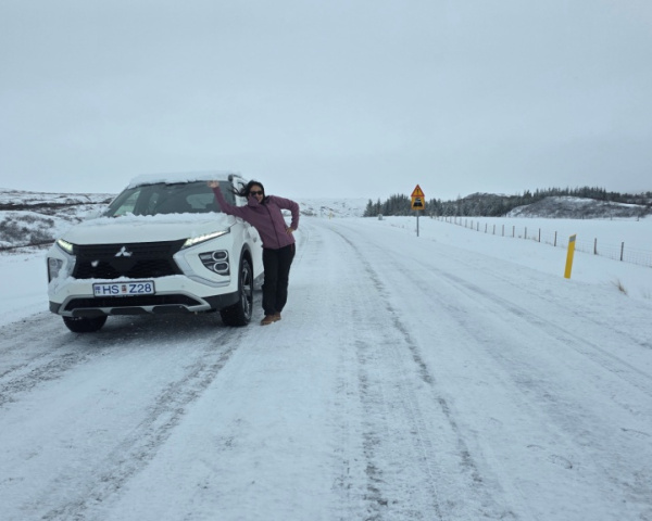 Driving in white Iceland