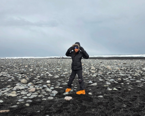 Lara at Diamond Beach in Iceland